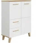 Paidi Highboard, Wei&szlig;, Eiche, Holz, Holzwerkstoff, Eiche, massiv, 5 F&auml;cher, 2