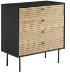 Livetastic Kommode, Schwarz, Eiche, Metall, Eiche, furniert, 4 Schublade(n)