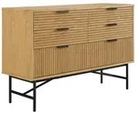 Livetastic Kommode, Schwarz, Eiche, Metall, Eiche, furniert, 6 Schublade(n)