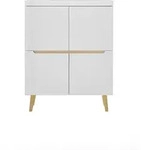 Mid.you Highboard, Wei&szlig;, Eiche, Holzwerkstoff, 4 F&auml;cher, 107x134x40 cm, stehend,