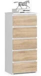 Akord Kommode, Wei&szlig;, Sonoma Eiche, Holzwerkstoff, Nachbildung, Holz Optik, 5