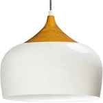 Bamyum Pendelleuchte, Wei&szlig;, Gold, Metall, Holz, Rund, 30x27x27 cm, Lampen &