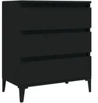 vidaXL Sideboard, Schwarz, Holz, Strukturbuche, 3 Schubladen, Rechteckig, 60x70x35