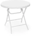 Relaxdays Gartentisch, Wei&szlig;, Kunststoff, Metall, 80x74x80 cm, Gartenm&ouml;bel,
