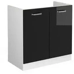 Vicco Sp&uuml;lenunterschrank, Schwarz Hochglanz, Wei&szlig;, Holzwerkstoff, 1 F&auml;cher,