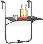 Relaxdays Balkonh&auml;ngetisch, Schwarz, Kunststoff, Metall, 59.5x83x59 cm,