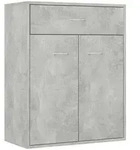 vidaXL Sideboard, Hellgrau, Holz, Strukturbuche, 1 F&auml;cher, 1 Schubladen, Rechteckig,