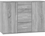 vidaXL Sideboard, Silbereichen, Holz, Strukturbuche, 1 F&auml;cher, 3 Schubladen,