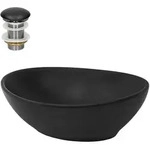 LuxeBath Waschbecken, Schwarz, Keramik, 33.5x14.5x41 cm, Badezimmer, Waschbecken &