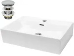 ECD-Germany Waschbecken, Wei&szlig;, Keramik, 36.5x13x60.5 cm, Badezimmer, Waschbecken &