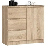 Akord Kommode, Sonoma Eiche, Holzwerkstoff, Nachbildung, Holz Optik, 2 F&auml;cher, 3