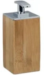 Relaxdays Seifenspender, Hellbraun, Holz, Kunststoff, 7x17x7 cm, Badaccessoires,