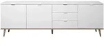Mid.you Sideboard, Wei&szlig;, Sonoma Eiche, Holz, Esche, vollmassiv, 2 F&auml;cher, 3