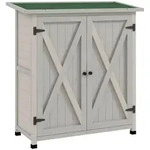 Outsunny Gartenschrank, Hellgrau, Holz, 55x117x110 cm, Aufbewahrung & Schutzh&uuml;llen,