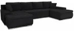 Sofnet Wohnlandschaft, Schwarz, Textil, 7-Sitzer, U-Form,Rechteckig, 350x85x185 cm,