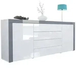 Vladon Sideboard, Wei&szlig; Hochglanz, Grau, Holzwerkstoff, 167x72x35 cm,...