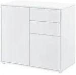 [en.casa] Sideboard, Wei&szlig; Hochglanz, Holzwerkstoff, 2 Schubladen, Rechteckig,