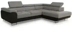 Sofnet Ecksofa, Hellgrau, Schwarz, Textil, 5-Sitzer, Ottomane rechts,