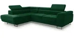 Sofnet Ecksofa, Gr&uuml;n, Textil, 5-Sitzer, Ottomane links, L-Form,Rechteckig, 273x203
