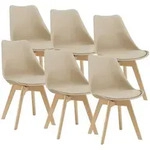 [en.casa] Esszimmerstuhl-Set, Beige, Leder, 49x81x57 cm, Esszimmer, St&uuml;hle,