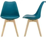 [en.casa] Esszimmerstuhl-Set, T&uuml;rkis, Leder, 49x81x57 cm, Esszimmer, St&uuml;hle,