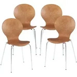 [en.casa] Esszimmerstuhl-Set, Walnuss, Chrom, Metall, Teilmassiv,Birke, 4-Sitzer,