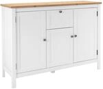 Mid.you Sideboard, Wei&szlig;, Eiche, Holzwerkstoff, 5 F&auml;cher, 1 Schublade(n) Schubladen,