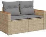 vidaXL Gartensofa, Beige, Kunststoff, 124x69x62 cm, Loungem&ouml;bel, Outdoorsofas