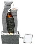 Teamson Home Solar-Gartenbrunnen, Grau, Kunststoff, Stein Optik, 22.9x76.2x34 cm,