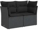 vidaXL Loungesofa, Schwarz, Naturmaterialien, 62x69x124 cm, Loungem&ouml;bel,