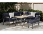 Ambia Garden Dining-Loungeset, Grau, Natur, Dunkelgrau, Metall, Kunststoff, Textil,