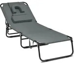 Costway Sonnenliege, Grau, Metall, 63x30x194 cm, Gartenm&ouml;bel, Gartenliegen
