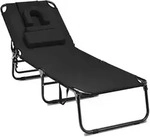 Costway Sonnenliegen, Schwarz, Metall, 63x30x194 cm, Gartenm&ouml;bel, Gartenliegen