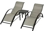 Outsunny Gartenliege, Grau, Kunststoff, 59x66x169 cm, Gartenm&ouml;bel, Gartenliegen