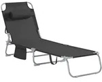 SoBuy Sonnenliege, Schwarz, Metall, Textil, 195x58x63 cm, Gartenm&ouml;bel, Gartenliegen