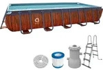 Avenli Pool, Braun, Metall, Holz Optik, 7,020 L, Rechteckig, 200x100x400 cm,