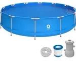 Avenli Pool, Blau, Kunststoff, Uni, 9,495 L, Rund, 420x84x420 cm, Freizeit, Pools und