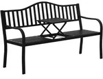 Outsunny Gartenbank, Schwarz, Metall, 58.5x90x150 cm, Gartenm&ouml;bel, Gartenb&auml;nke