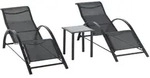 Outsunny Gartenliege, Schwarz, Kunststoff, 169x66x59 cm, Gartenm&ouml;bel, Gartenliegen