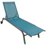 Ambia Garden Gartenliege, Blau, Metall, Kunststoff, Textil, 32x58x192 cm, R&auml;der am