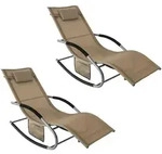 SoBuy Sonnenliege, Braun, Metall, 63x87x150 cm, Gartenm&ouml;bel, Gartenliegen
