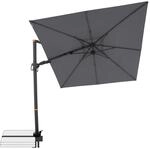 Doppler Ampelschirm, Anthrazit, Metall, Textil, 210x210 cm, 360&deg; drehbar,