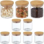 Relaxdays Vorratsglas, Transparent, Glas, Holz, Kunststoff, 10x10.5x10 cm,
