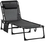 Outsunny Sonnenliege, Schwarz, Textil, 58x30x185 cm, Gartenm&ouml;bel, Gartenliegen
