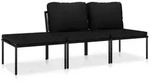 vidaXL Garten-Lounge-Set, Schwarz, Kunststoff, Gartenm&ouml;bel, Gartenm&ouml;bel-Sets