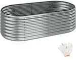 tectake Hochbeet, Silber, Metall, Patchwork, Oval, 200x60x100 cm, Gartenzubeh&ouml;r,