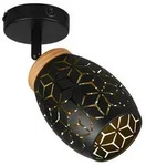 Strahler, Natur, Schwarz, Gold, Holz, Metall, Kiefer, 27 cm, mit Schalter, Lampen &