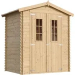 Timbela Holzhaus, Beige, Holz, 180x218x136 cm, Aufbewahrung & Schutzh&uuml;llen,