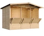Timbela Marktbude, Beige, Holz, 336x232x263 cm, Aufbewahrung & Schutzh&uuml;llen,