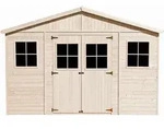 Timbela Holz-Gartenhaus, Beige, Holz, 418x246x320 cm, FSC 100%, Aufbewahrung &